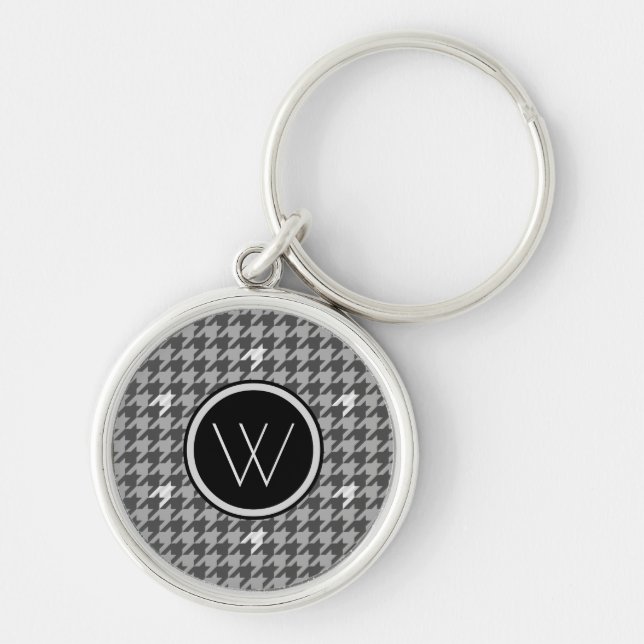 Grey with Silver Accent Houndstooth Keychain (Front)