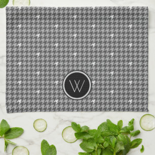 Grey with Silver Accent Houndstooth Kitchen Towel