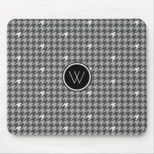 Grey with Silver Accent Houndstooth Mousepad