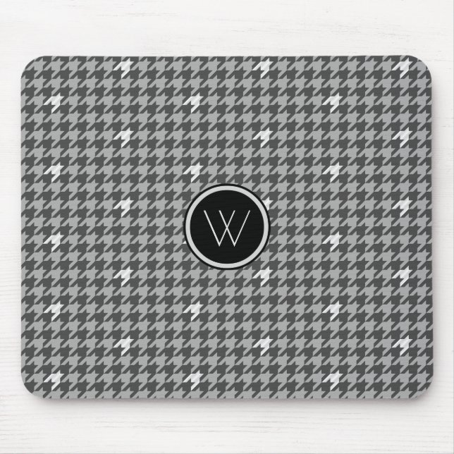 Grey with Silver Accent Houndstooth Mousepad (Front)