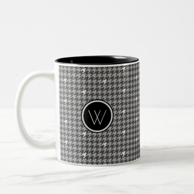Grey with Silver Accent Houndstooth Mug (Left)