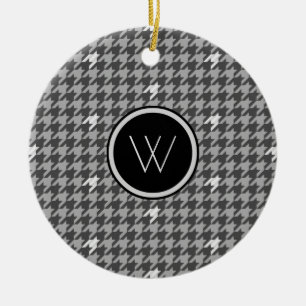 Grey with Silver Accent Houndstooth Ornament