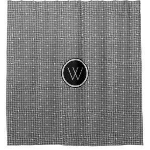 Grey with Silver Accent Houndstooth Shower Curtain