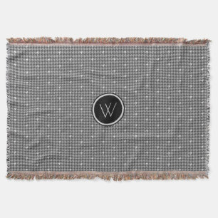 Grey with Silver Accent Houndstooth Throw Blanket