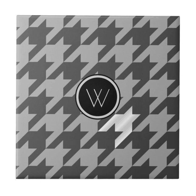 Grey with Silver Accent Houndstooth Tile (Front)