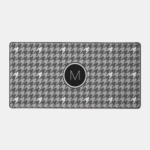 Grey with Silver Accents Houndstooth Desk Mat