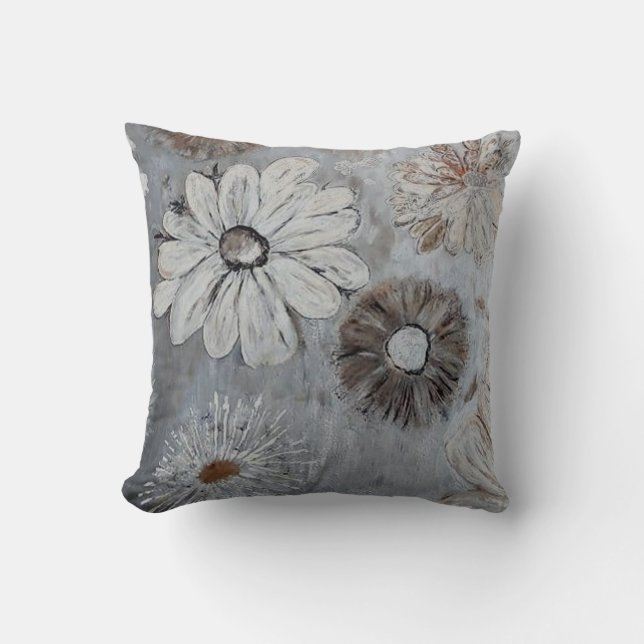 Grey With Silver And Bronze Artistic Designer Thro Throw Pillow (Front)
