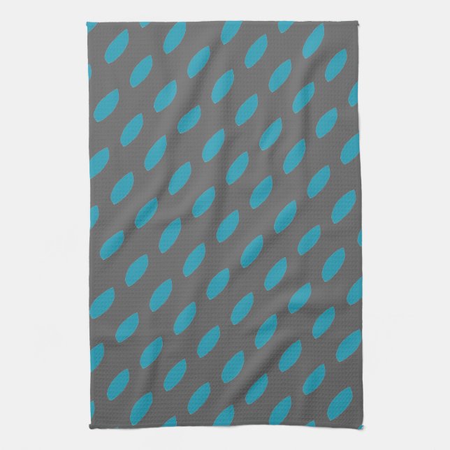 Grey With Teal Kitchen Towel (Vertical)