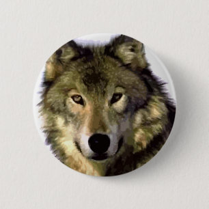 Grey Wolf 2 Inch Round Button