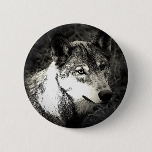 Grey Wolf 2 Inch Round Button