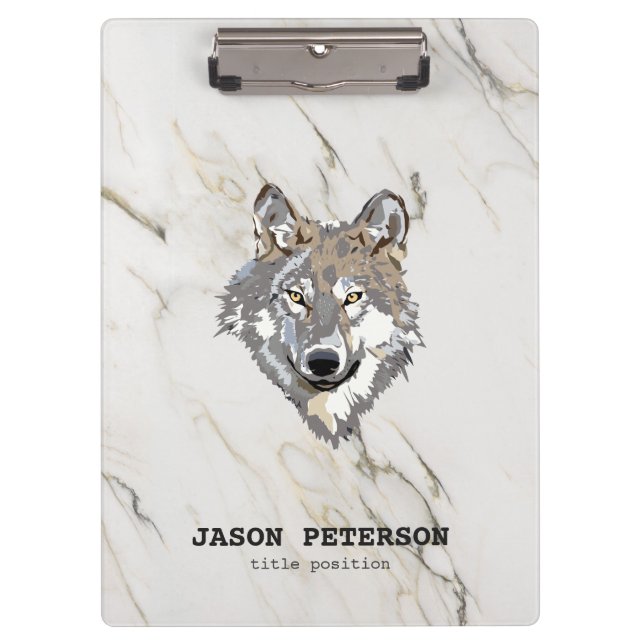 Grey Wolf And Marble Stone Texture Clipboard (Front)
