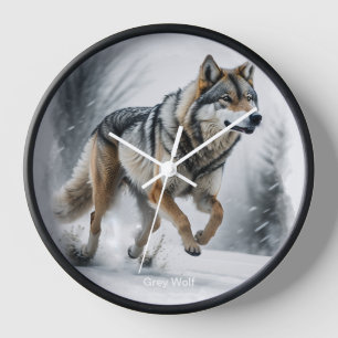 Grey Wolf Animal Art Clock