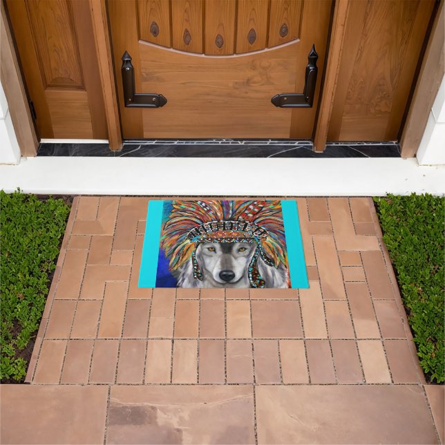 Grey Wolf Art Doormat (Outdoor)