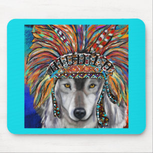 Grey Wolf Art Mouse Pad