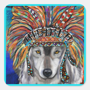 Grey Wolf Art Square Sticker