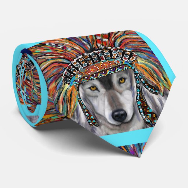 Grey Wolf Art Tie (Rolled)