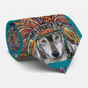Grey Wolf Art Tie