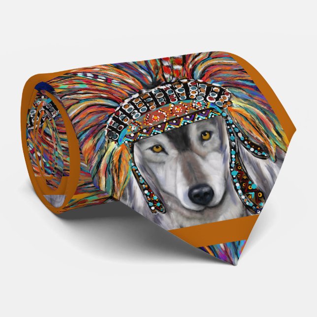 Grey Wolf Art Tie (Rolled)