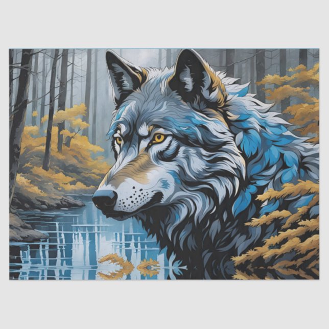 Grey Wolf at The Stream Tissue Paper (Front)