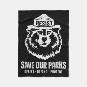 Grey Wolf Bear Resist Protect National Park Women Fleece Blanket