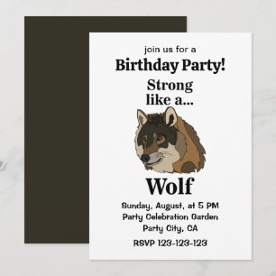 Grey Wolf Birthday Party Invitation