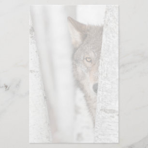 Grey Wolf (Canis lupus) Behind Tree Stationery