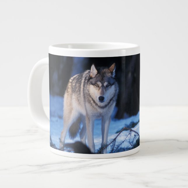 grey wolf, Canis lupus, in the foothills Large Coffee Mug (Front Left)