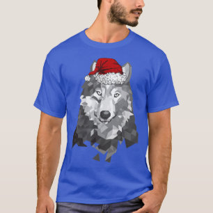 Grey Wolf Christmas Santa Hat Wolves Lover Merry W T-Shirt