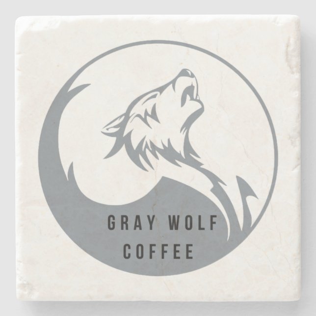Grey Wolf Coffee Stone Coaster (Front)