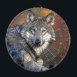 Grey Wolf Dartboard<br><div class="desc">Photo of American Rainbow Wolf</div>