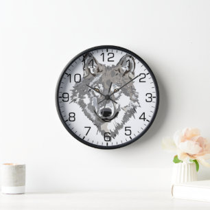 Grey Wolf Design Clock