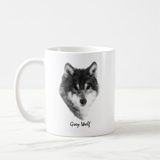 Grey Wolf elegant customizable Coffee Mug (Left)