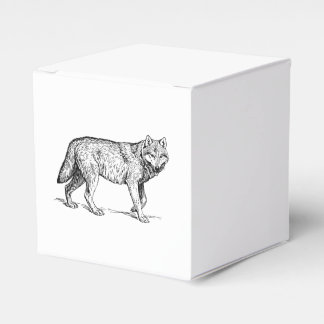 Grey Wolf Elegant Ink Drawing Favor Box