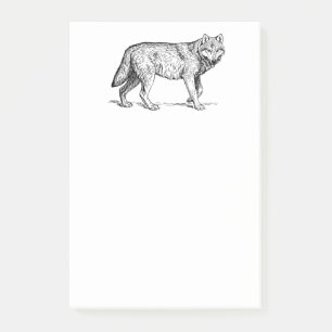 Grey Wolf Elegant Ink Drawing Post-it Notes