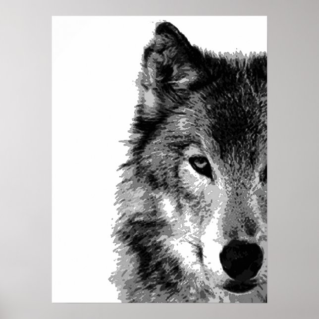 Grey Wolf Eye Artwork Poster Print (Front)
