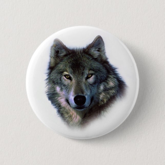 Grey Wolf Eyes 2 Inch Round Button (Front)