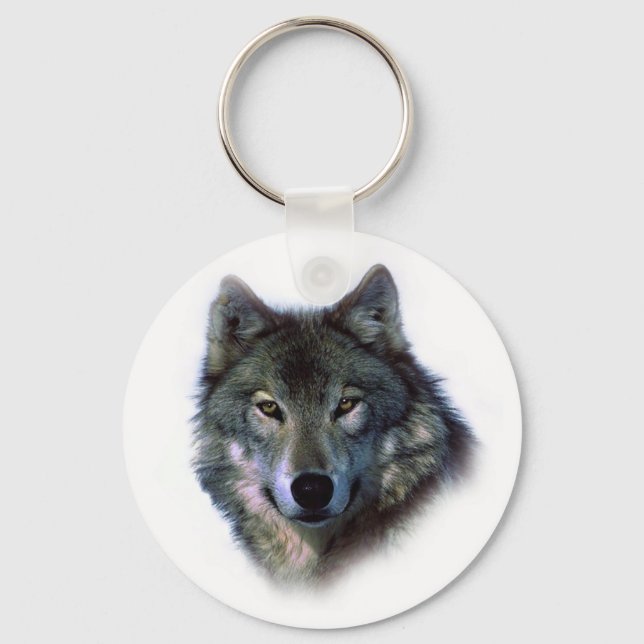 Grey Wolf Eyes Keychain (Front)