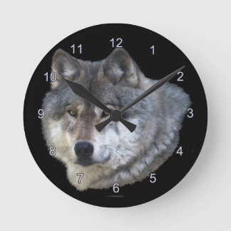 Grey Wolf Face Wildlife-Supporter Art Clock