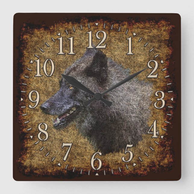 Grey Wolf Face Wildlife-Supporter Art Clock (Front)