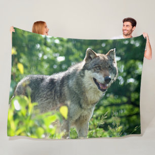 GREY WOLF FLEECE BLANKET