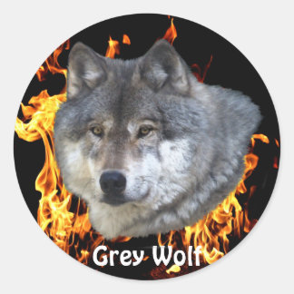 GREY WOLF & FOREST FIRE Wildlife Supporter Classic Round Sticker