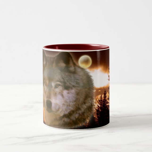 Grey Wolf & Forest Moon Mug (Center)