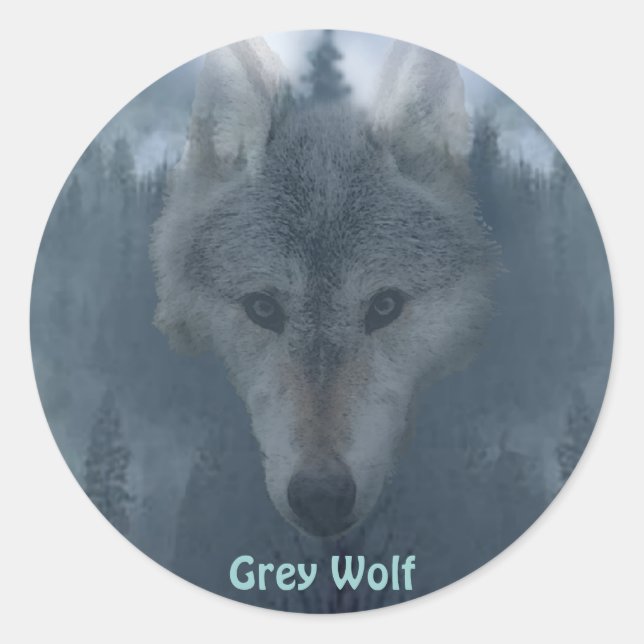 GREY WOLF & FOREST Wildlife Supporter Stickers (Front)