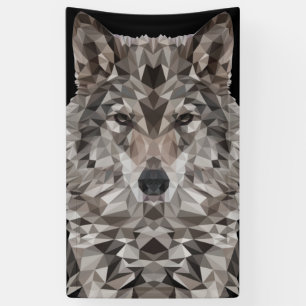 Grey Wolf Geometric Portrait Banner