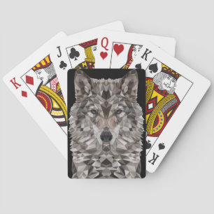 Grey Wolf Geometric Portrait Playing Cards