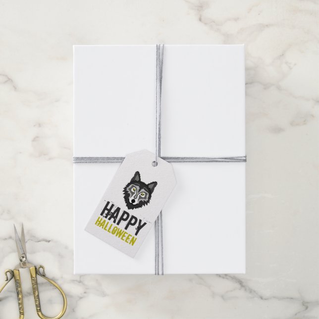 Grey Wolf, Happy Halloween Gift Tags (With Twine)