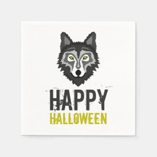 Grey Wolf, Happy Halloween Napkin