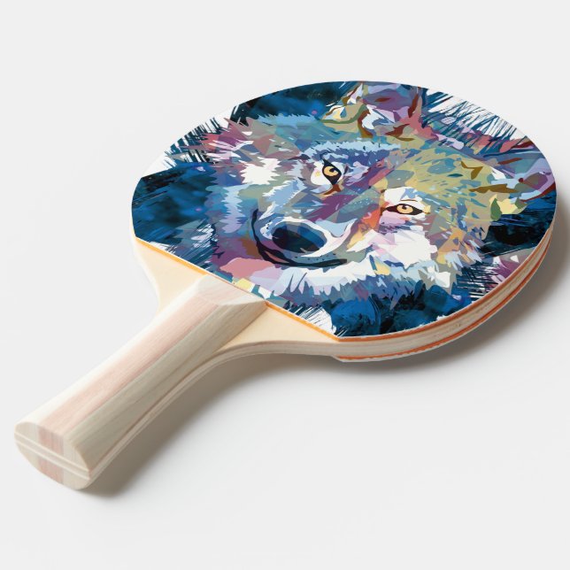 Grey Wolf Head - Wolf  Ping Pong Paddle (Front Angle)