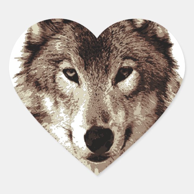 Grey Wolf Heart Sticker (Front)