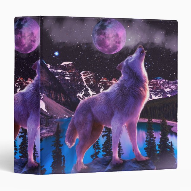 Grey wolf howling in forest binder (Front/Spine)